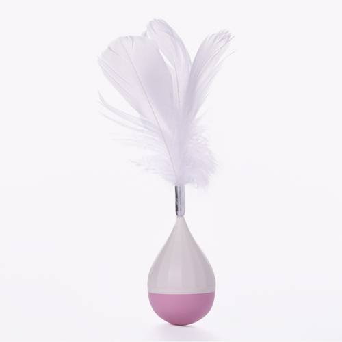 Cat Interactive Toy to Relieve Boredom Feather Tumbler Amusing Cat Stick(White+Pink)