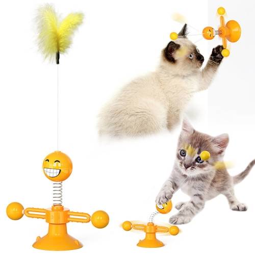 Spring Man Funny Cat Toy Cat Sucker Toy Funny Cat Feather Funny Cat Ball( Brown)
