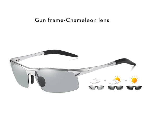 2023 Aluminum Rimless Photochromic Glasses Men Polarized Night Driving Glasses Chameleon Anti-Glare gafas de sol hombre