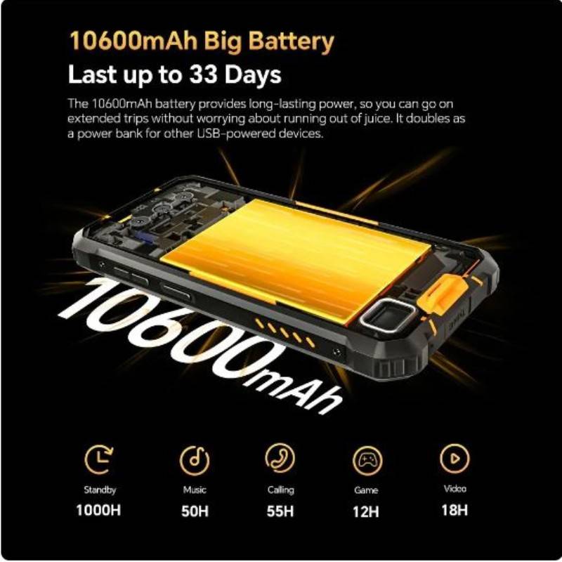 Oukitel WP23 Pro Waterproof Rugged Smartphones Octa Core 8GB+128GB 6.52Inch HD Android 13 Mobile Phone 10600mAh 13MP Camera NFC