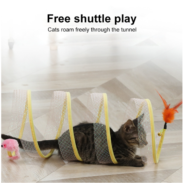 S-shaped collapsible cat tunnel spring toy