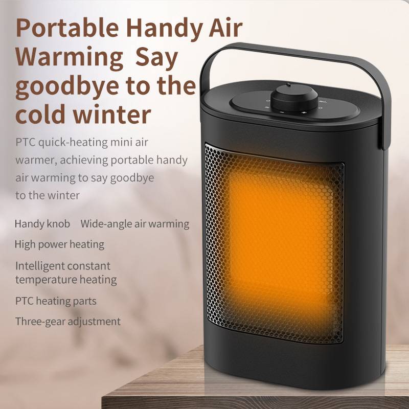 1500W Mini Space Heater with 3 Operating Modes, Adjustable Thermostat, Overheat and Tip-Over Protection for Home, Office and Under Desk - Black, CE Ce