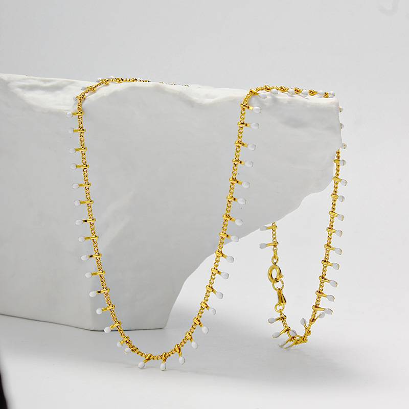 Enamel small water drop necklace collarbone chain temperament simple everything necklace.