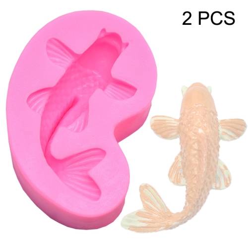 2 PCS Goldfish Baking Fondant Silicone Mold Cake Decorating(Pink)