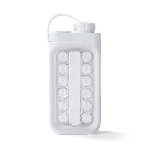 2-in-1 Portable Ice Ball Cold Kettle Silicone Ice Cube Mold Frozen Ice Cube Box(White)
