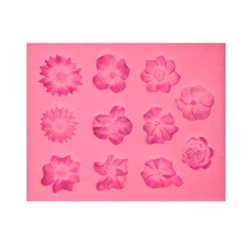 Fondant Cake Silicone Mold Chocolate Mold DIY Trumpet Flower Sun Flower Baking Decoration(Pink)