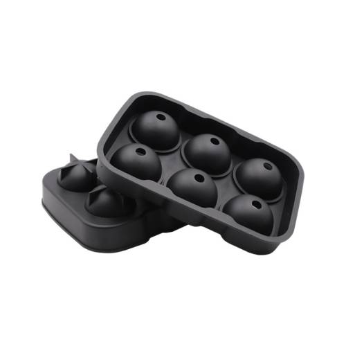Bar Whiskey Silicone Ice Tray Mold, Specification: 6 Grid Round(Black)