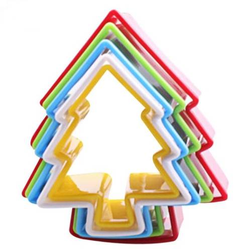 5pcs / Set Cookies Plastic Cake Mould Biscuit Plunger Forms DIY Baking Tools(Tree)