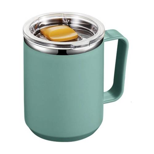 401-500ml 304 Stainless Steel Portable Mug Coffee Cup with Lid Leakproof Thermos Drink Bottle(Green)