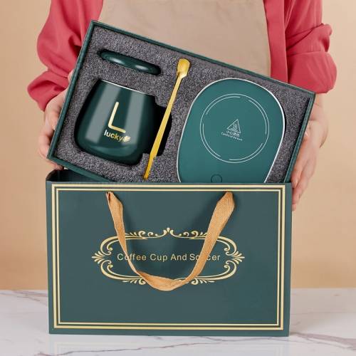 Constant Temperature Heating Thermostat Cup Set Smart Ceramic Coffee Cup, Style: USB Plug