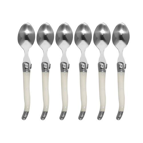 Stainless Steel Knife Fork Spoon Set Plastic Handle Western Tableware, Specification: 6 Tea Spoons