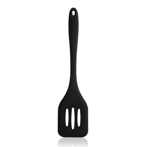 One-piece High Temperature Resistant Silicone Non-stick Spatula Kitchen Kitchenware Leak Shovel(Black)