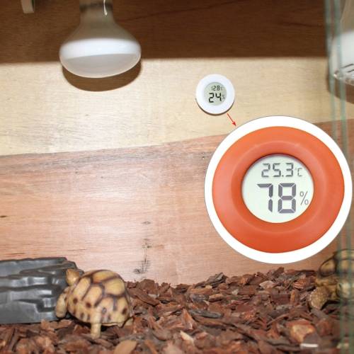 Digital Round Shaped Reptile Box Centigrade Thermometer &amp; Hygrometer with Screen Display (Orange)