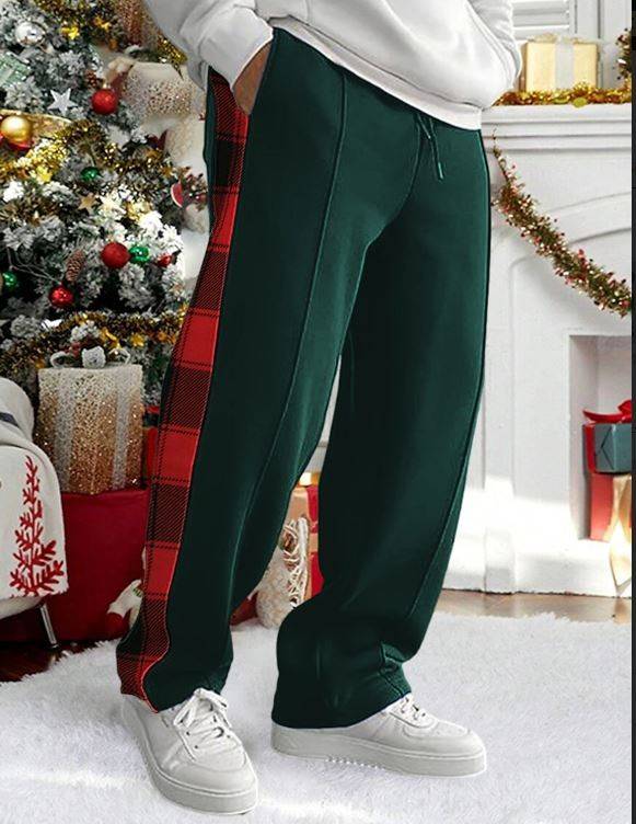 Men&#039;s Sweatpants Joggers Trousers Plaid Color Block Patchwork Drawstring Elastic Waist Comfort Breathable Christmas Xmas Casual Sports Fashion Bl