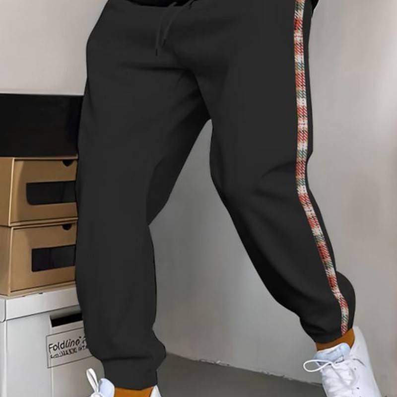 Comfortable Men&#039;s Joggers with Patchwork Design-1