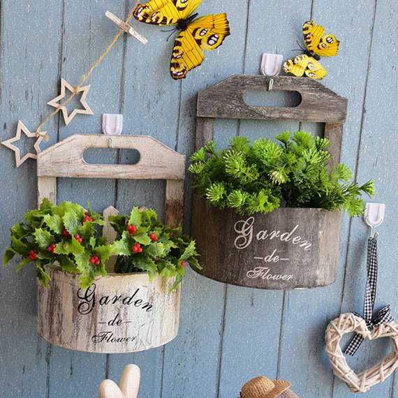 Rustic retro wall hanging flower pots flower basket flower rack hanging wall decorative ornaments creative hanging wall decorative rattan frame