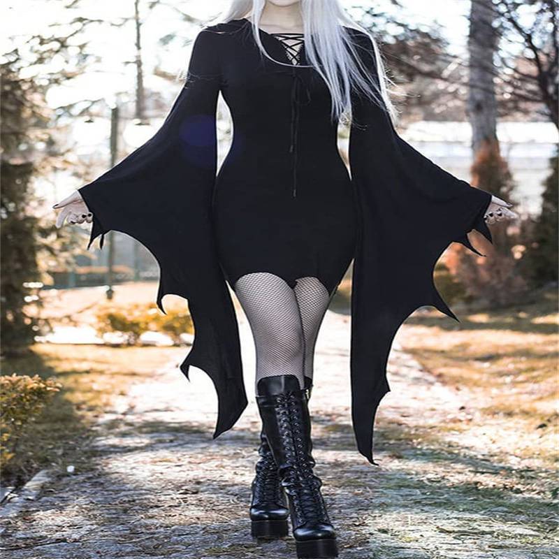 Women&#039;s Bat Sleeve Bandage V-Neck Dress