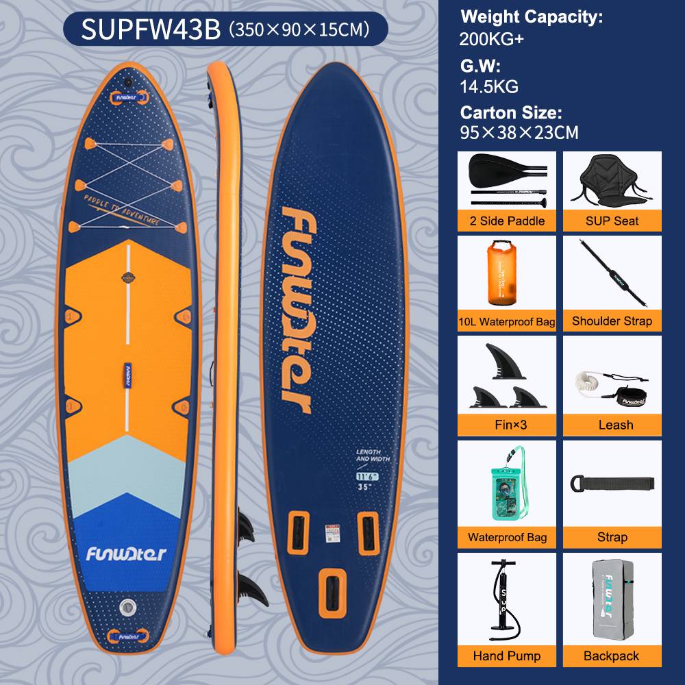 [EU Direct] FunWater 350*90*15CM Cruise Inflatable Stand Up Paddle Board Ultra-Light Surf Sup Board Non-Slip Water Sport Paddling Board with Accessory