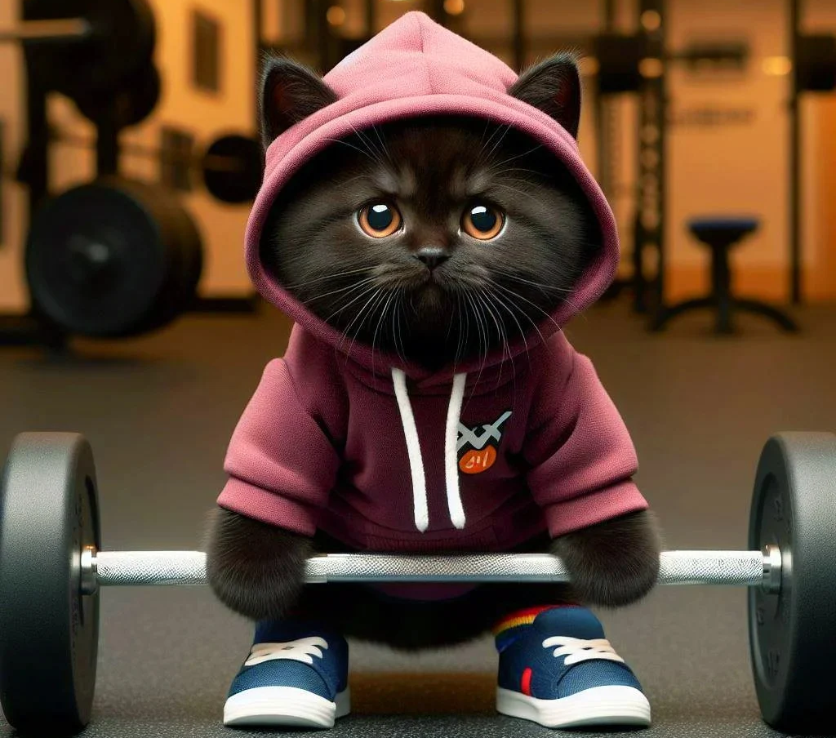 Cute Fitness Cat Sculpture
