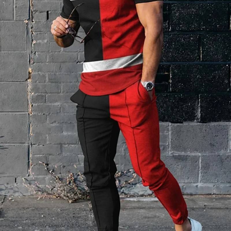 Men&#039;s Casual Printed Set.-RED