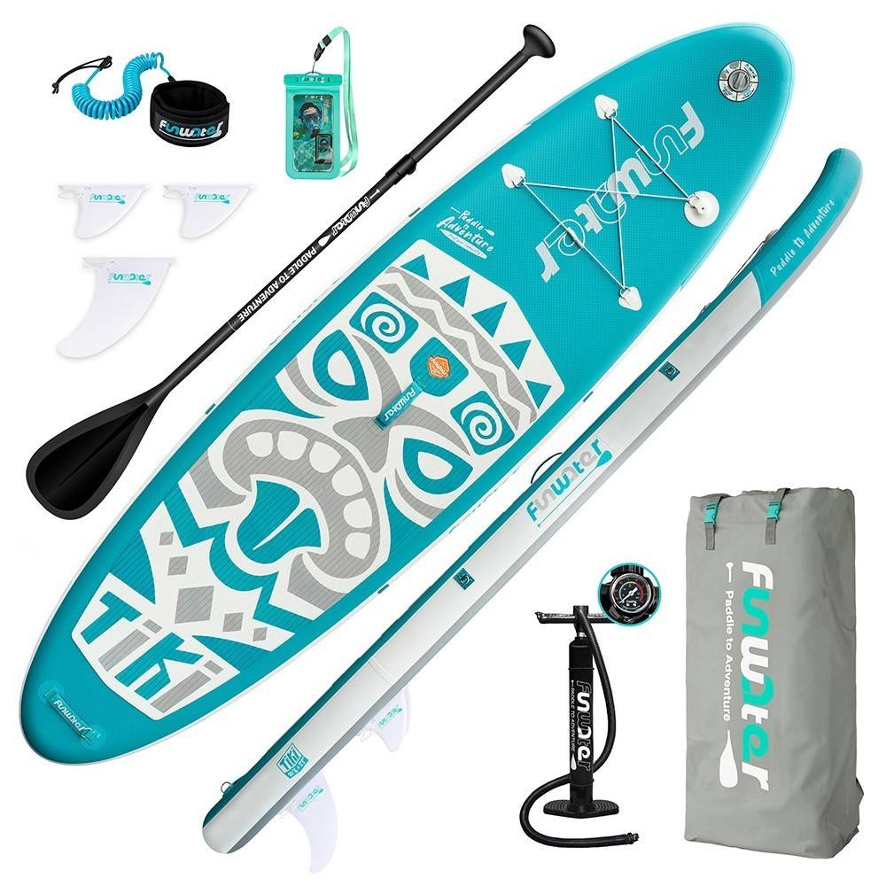 FunWater NEW TIKI Inflatable Stand Up Paddle Board 10.6'' Long 33' Wide 6' Thick