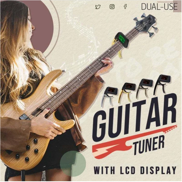 2024 New Year Hot Sale   DUAL-USE GUITAR CAPO TUNER WITH LCD DISPLAY