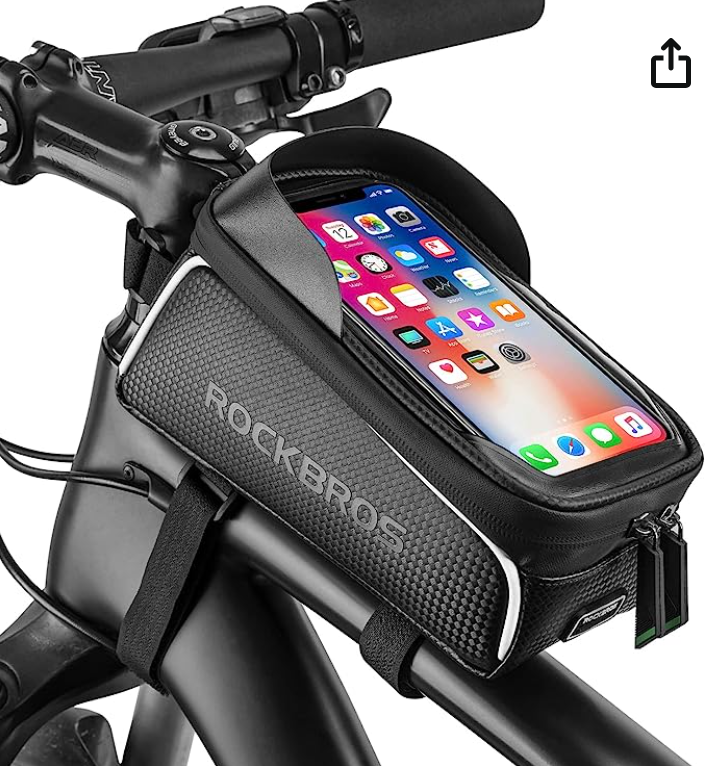 ROCKBROS Bolsa de quadro frontal para telefone de bicicleta, bolsa de bicicleta, à prova d&#039;água, suporte de telefone para bicicleta, bolsa de tub