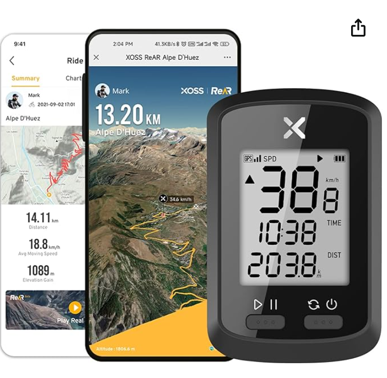 XOSS Computador de bicicleta G GPS, velocímetro e odômetro Bluetooth sem fio, computador de ciclismo, rastreador de MTB, com visor LCD automático de l