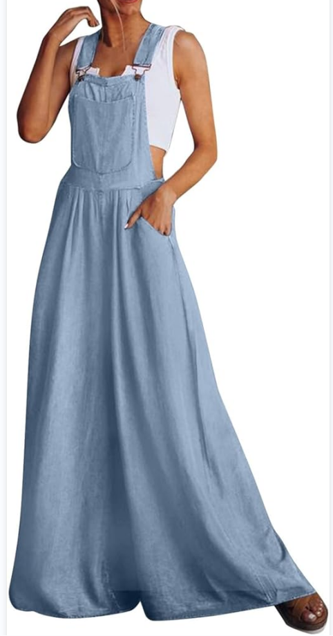Women&#039;s Loose Side Pocket Sleeveless Denim Overalls