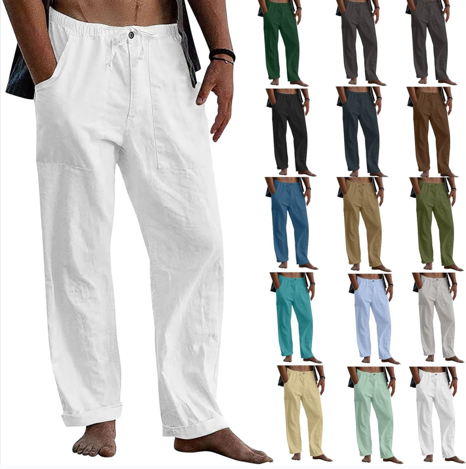 Men&#039;s linen beach casual loose-fitting pants
