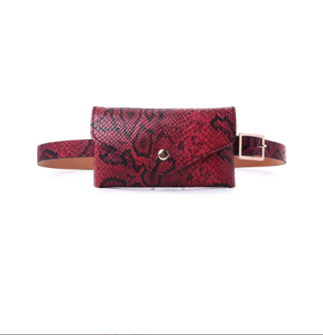 Women Snake Pattern Waist Bag PU Leather Phone Purse Casual Chest Bag