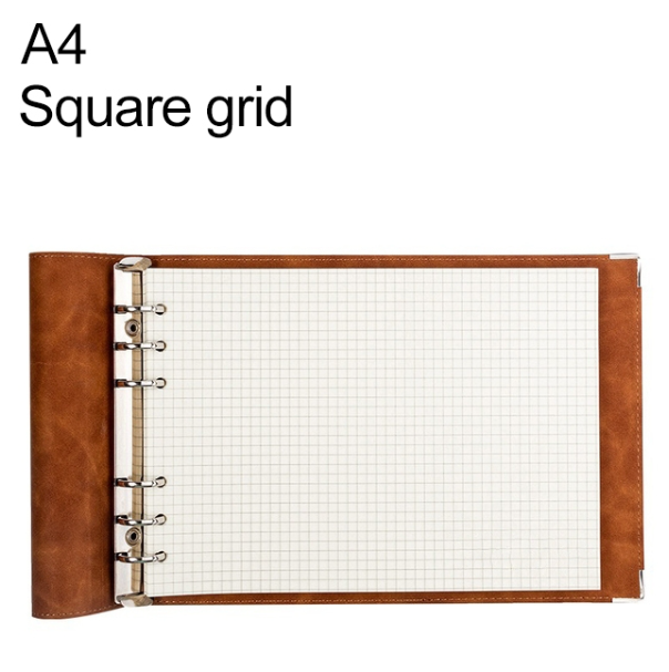 A4 imitation leather loose-leaf grid notebook, style: square core
