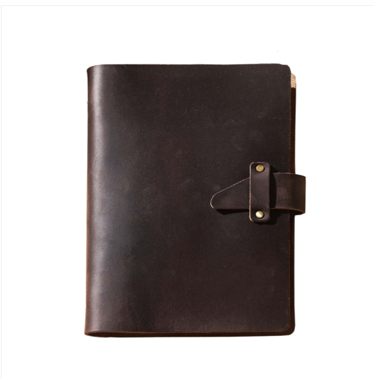 A5 cowhide vintage loose-leaf notebook diary office business simple notepad crazy horse leather handbook