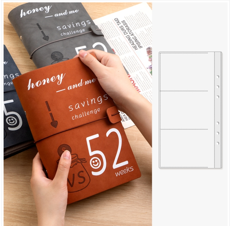 52 Weeks 25 Pages Couple&#039;s Challenge Savings Handbook Savings Loose-leaf Bills Holder