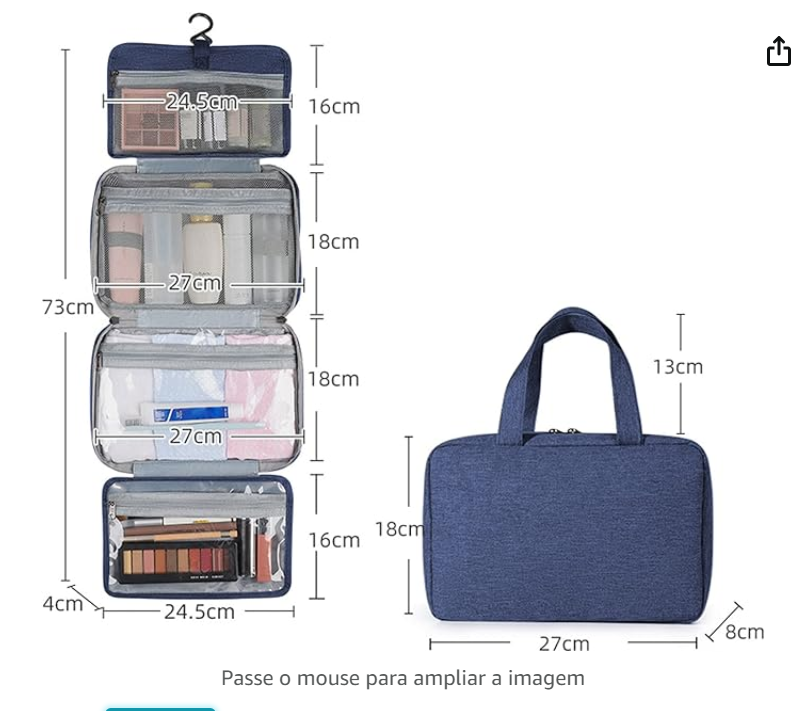 Moniss Bolsa de maquiagem portátil para viagem Bolsa de armazenamento à prova d&#039;água Bolsa de cosméticos Organizador de ferramentas de maquiagem