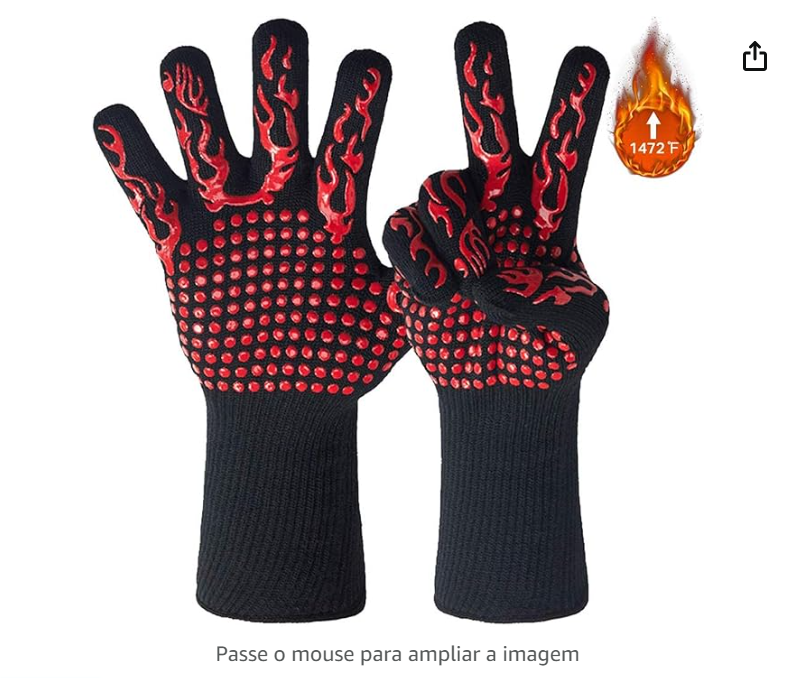 Chotye Luvas de churrasco resistentes ao calor,1472 ℉ (800 ℃) luvas de forno resistentes a temperaturas extremamente altas, 1 par de luvas de silicone
