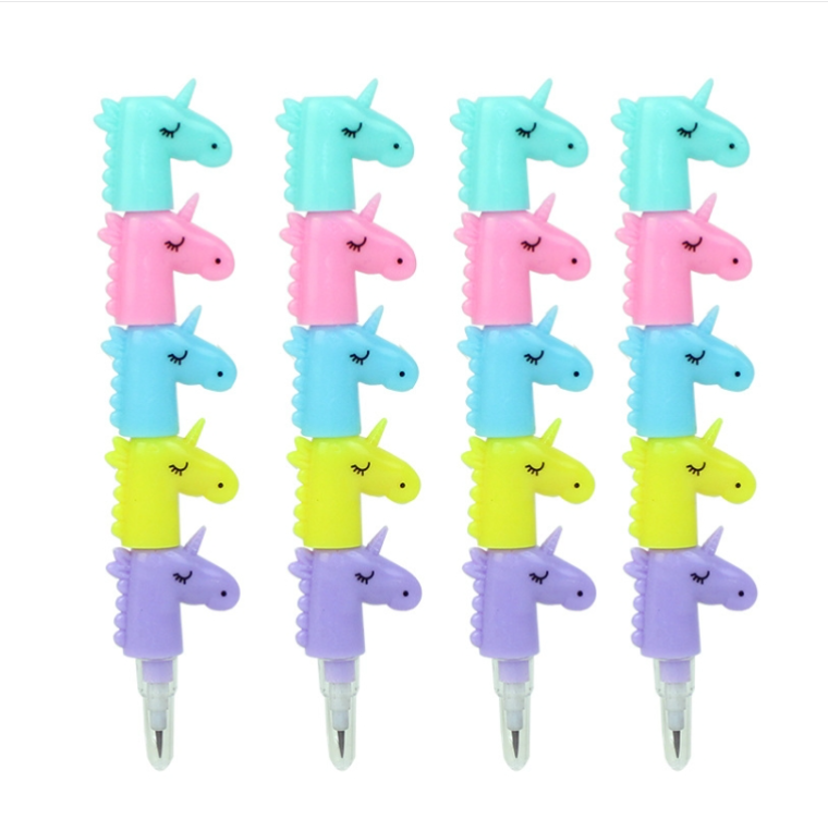 Cute cartoon expression block pencil student writing pencil, color random delivery