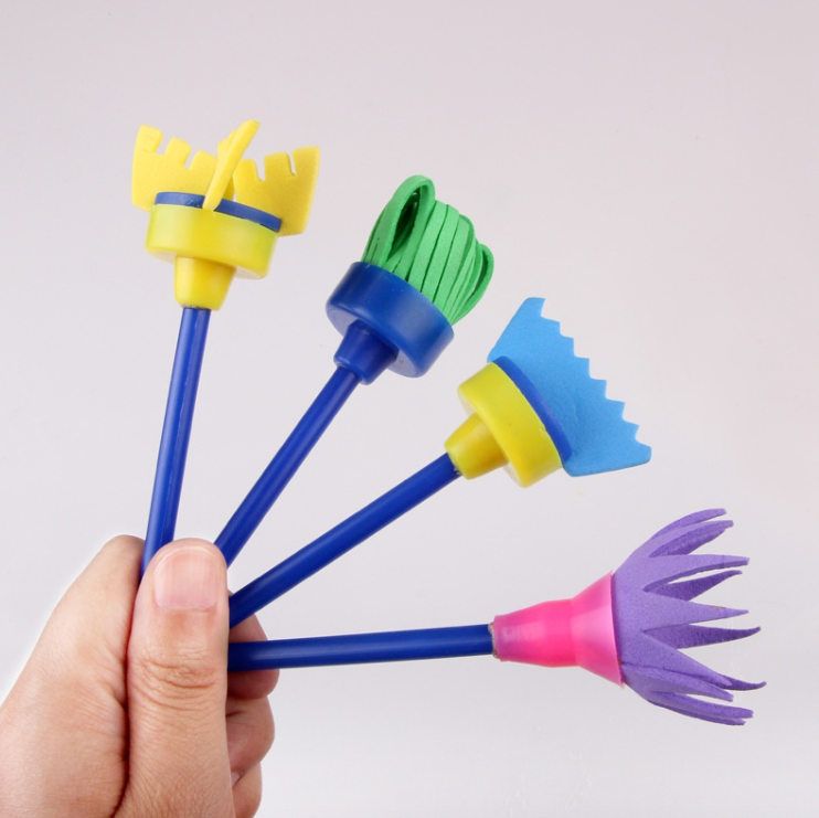 5 sets to sell sponge painting brush Children&#039;s art stamp tools, color random delivery (4pcs/set broom)