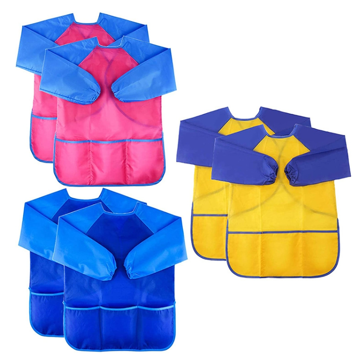 6pcs/set Children&#039;s Painting Waterproof &amp; Stain Resistant Reversible Coverall (M)