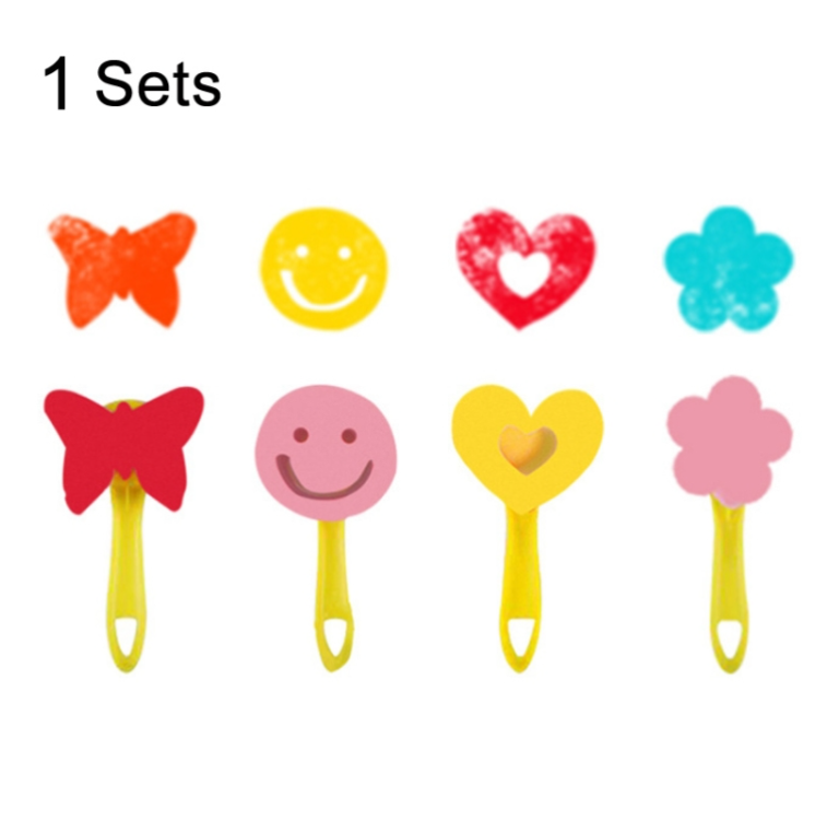 1 set to sell sponge painting brush children&#039;s art painting stamp tools, style random delivery (4 yellow handle)