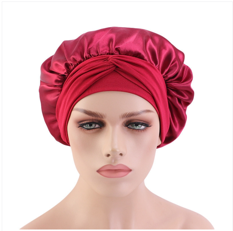L622 Women Silk Night Sleep Hats Double Layer Head Cover Custom Shower Cap Custom sleeping cap Adjustable silk Satin Bonnet