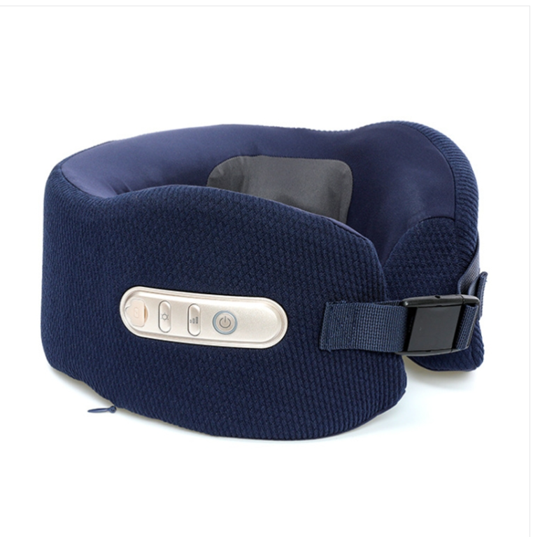 Neck Massager U-Shape Hot Compress Shoulder &amp; Neck Massage Pillow (Navy)