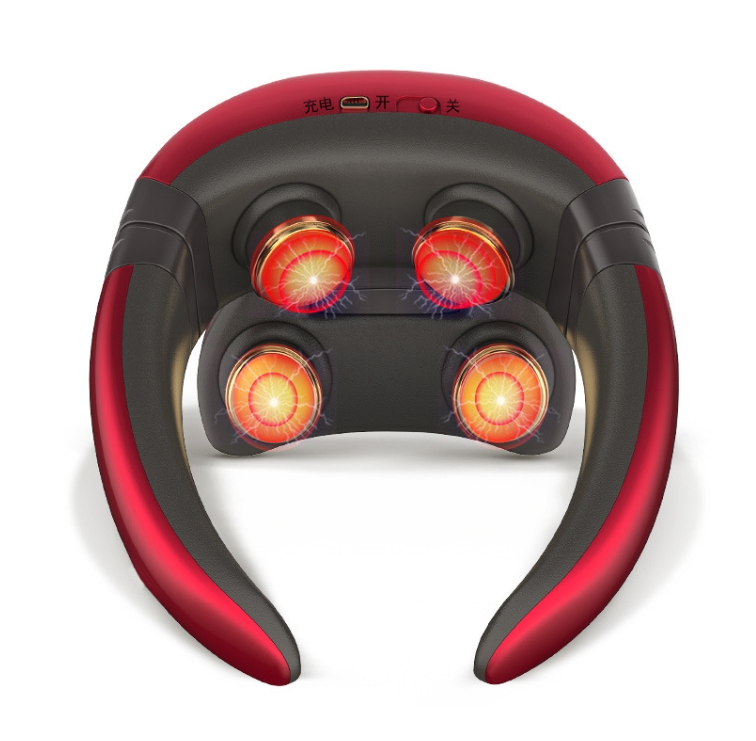 4-Head Shoulder &amp; Neck Massager Department Pulse Neck Protector (Red)