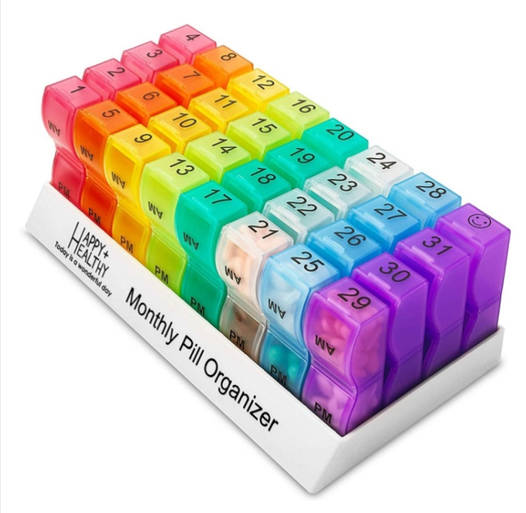 January 31 Compartments Plastic Colorful Pill Box Family Individual Dispensing Pill Organizer (20.5x10.3x7cm)