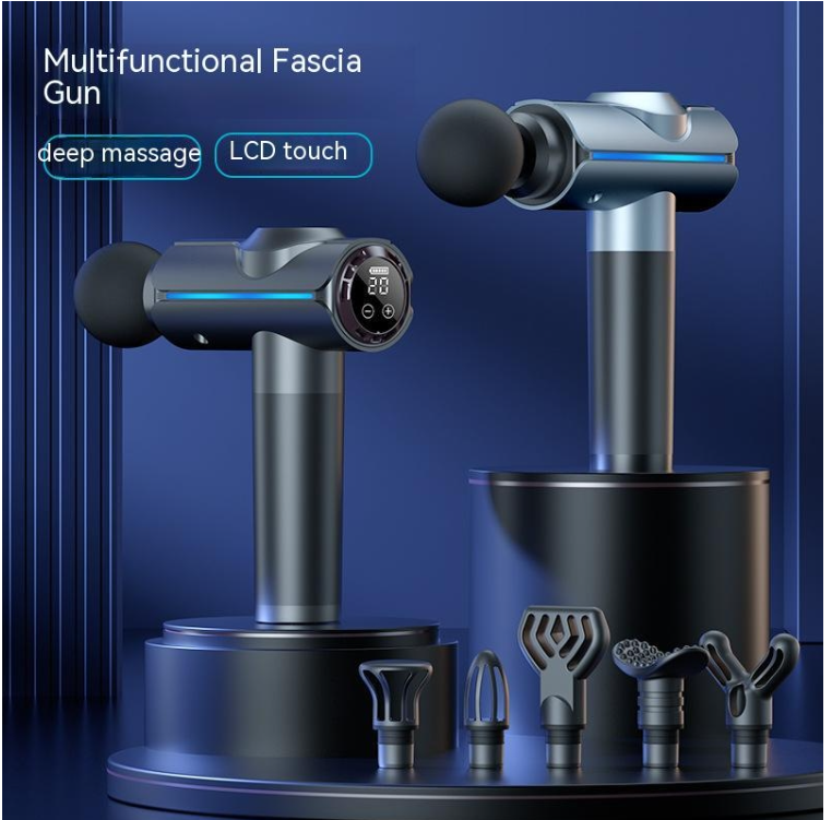 20-speed touch screen LCD fascia gun multifunctional high-frequency vibration massage gun muscle massager with 6 massage heads, national standard