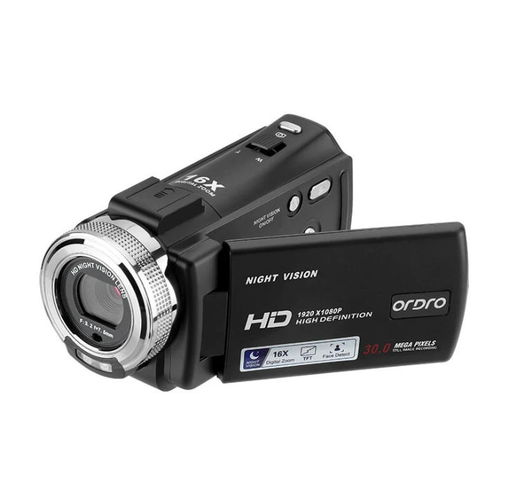 Ordro HDV-V12 Digital Video Camera 1080P 30MP HD Infrared Night Vision 16X Zoom Portable Camcorder 3 Inch TFT Screen Video Camera Camcorder