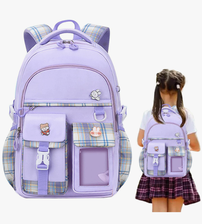 Mochila Escolar Meninas | escola da menina - Mochila escolar com vários bolsos, mochila viagem casual princesa para criança, roxo/
