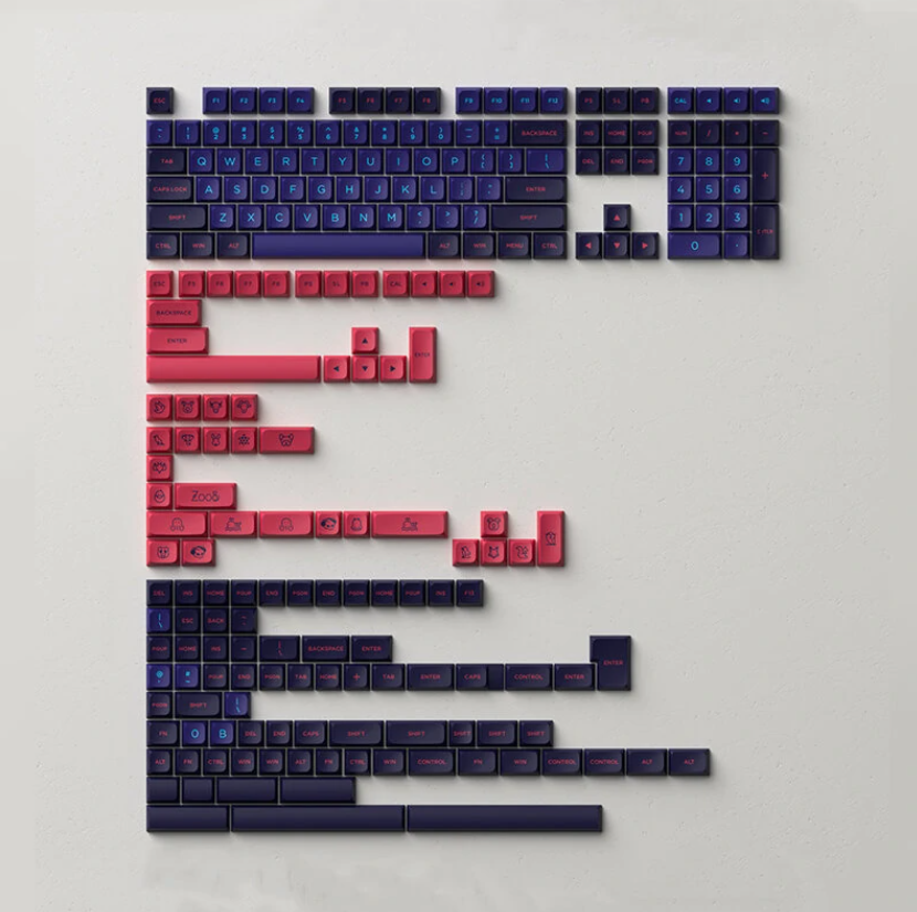 AKKO 227 Keys PBT Keycap Set MDA Profile Double Shot Custom Keycaps for Mechanical Keyboards - Olivia、Neon