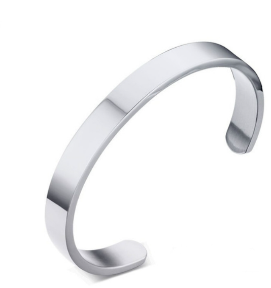 8mm wide open glossy bracelet for women and men