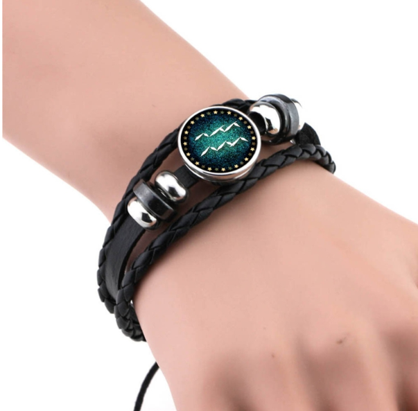 Handwoven beaded vintage DIY bracelet Constellation leather punk bracelet